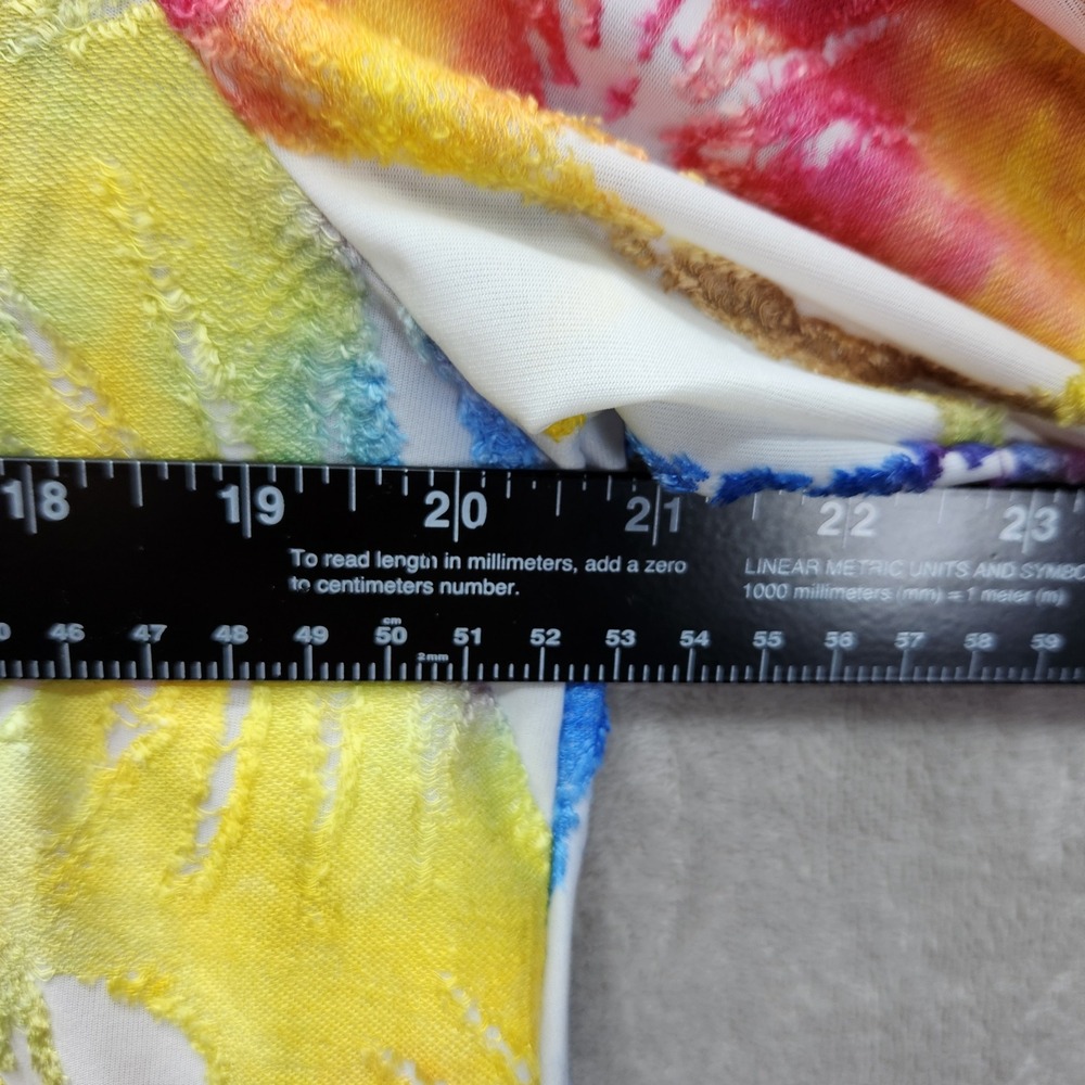 Calessa Tunic Womens Large Bright Burnout Tie Dye Top Asymmetrical Hem Artsy New - Picture 7 of 8